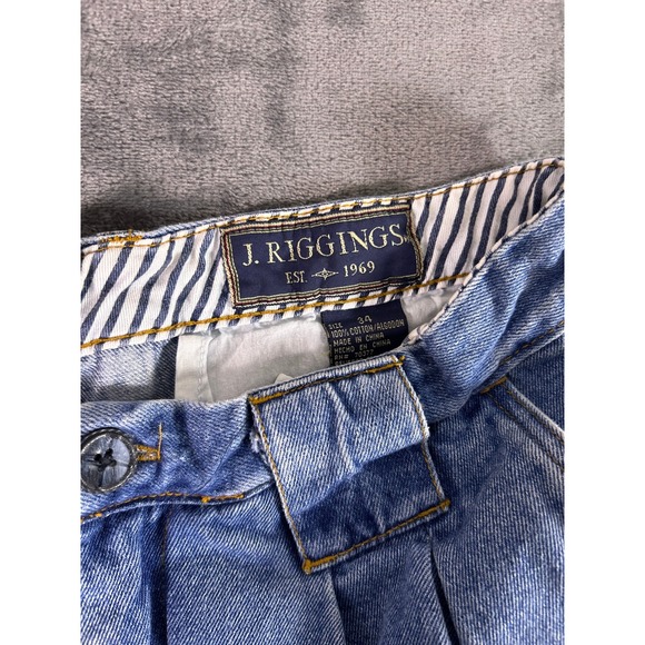Vintage J. Riggins High Waist Denim Shorts 34 Pleated 90s USA Crest Patch Baggy - Picture 4 of 8